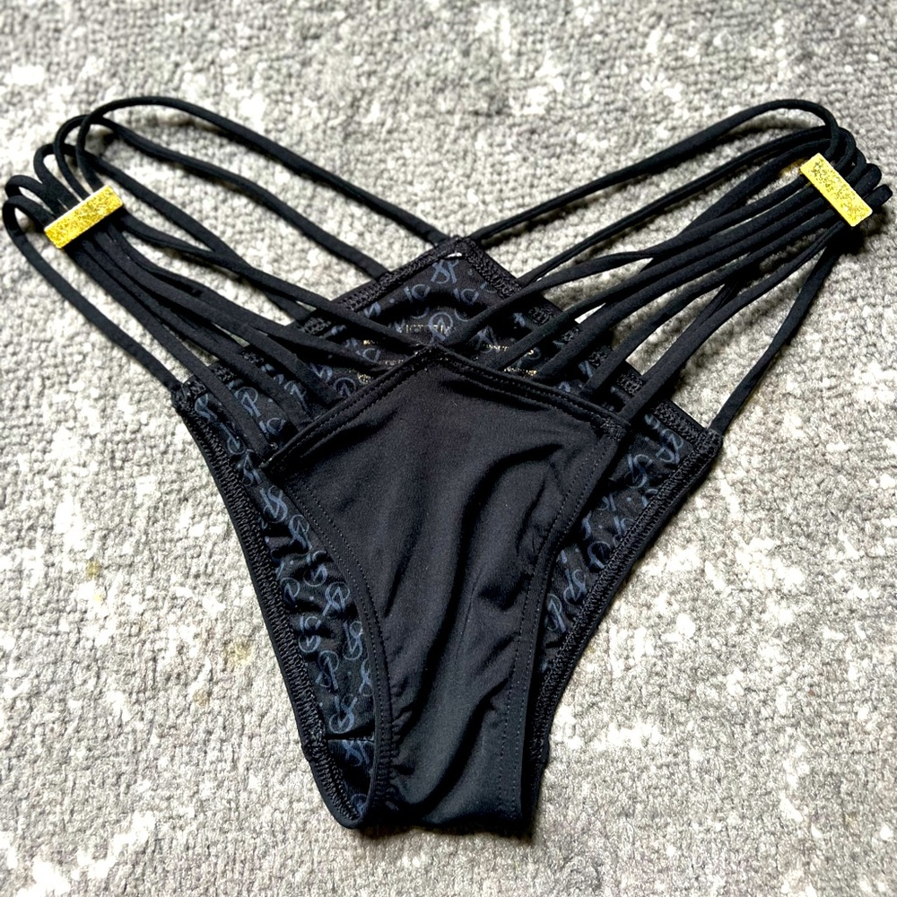 Victoria’s Secret Black Strappy Bikini Bottoms
